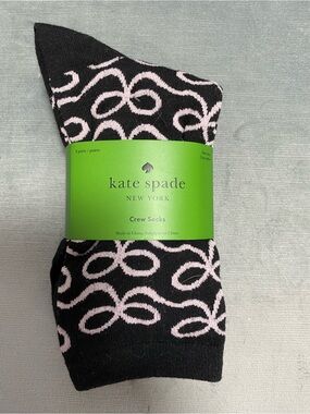 kate spade NWT Black and Light Pink Patterned 3 pairs Crew Socks women’s